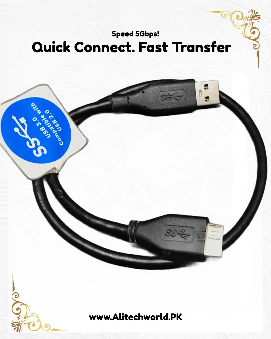 USB 3.0 Micro B Cable – Super Speed 5Gbps for Hard Drives