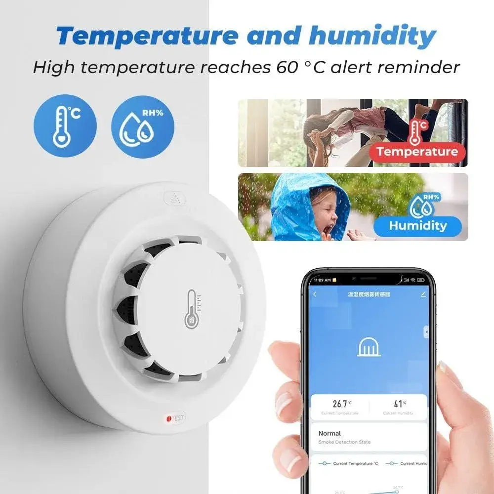 Tuya WiFi Smoke Alarm 3-in-1 Temperature Humidity Sensor 5